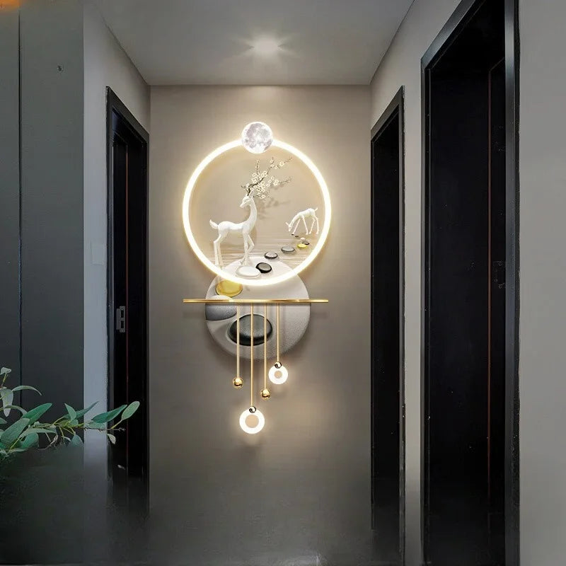 Modern high-end LED light mural, three-dimensional hanging painting at the end of the corridor