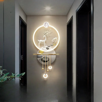 Modern high-end LED light mural, three-dimensional hanging painting at the end of the corridor