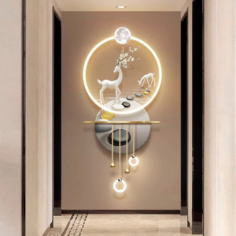 Modern high-end LED light mural, three-dimensional hanging painting at the end of the corridor