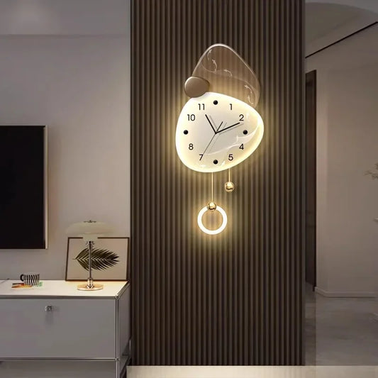 Modern LED Wall Clocks Pendulum Silent Digital Quartz Clocks Wall Luxury Stylish Clock Unique Large Watches Home Decoration