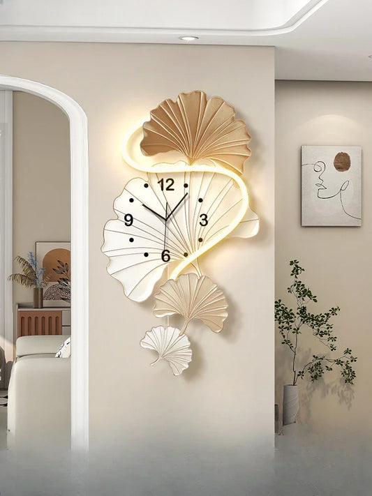 Cream wind wall clock decorative creative clock wall lamp silent swing clock