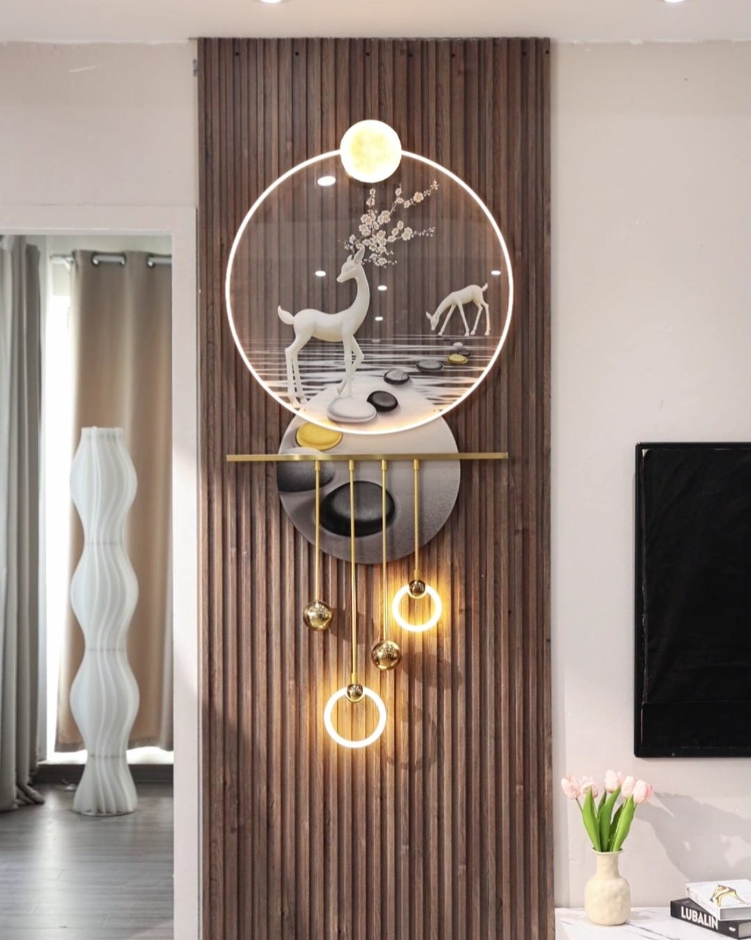 Modern high-end LED light mural, three-dimensional hanging painting at the end of the corridor