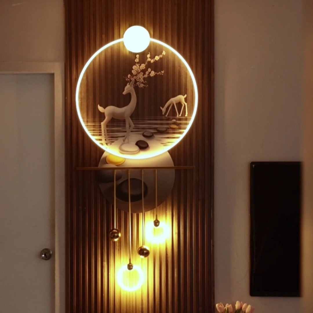 Modern high-end LED light mural, three-dimensional hanging painting at the end of the corridor