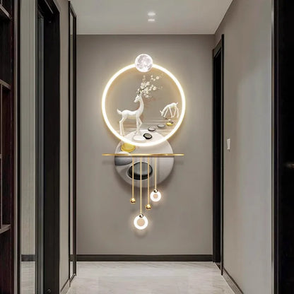 Modern high-end LED light mural, three-dimensional hanging painting at the end of the corridor