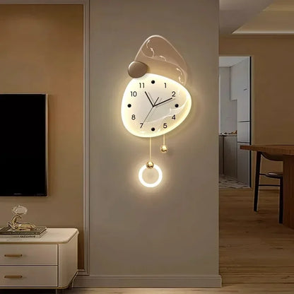 Modern LED Wall Clocks Pendulum Silent Digital Quartz Clocks Wall Luxury Stylish Clock Unique Large Watches Home Decoration