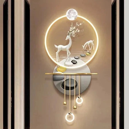 Modern high-end LED light mural, three-dimensional hanging painting at the end of the corridor